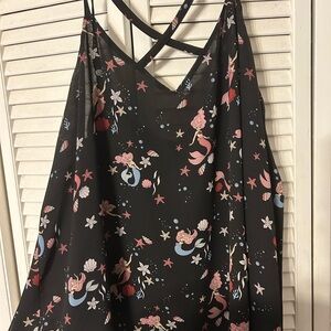 Disney Princess Black Top with Whimsical Print